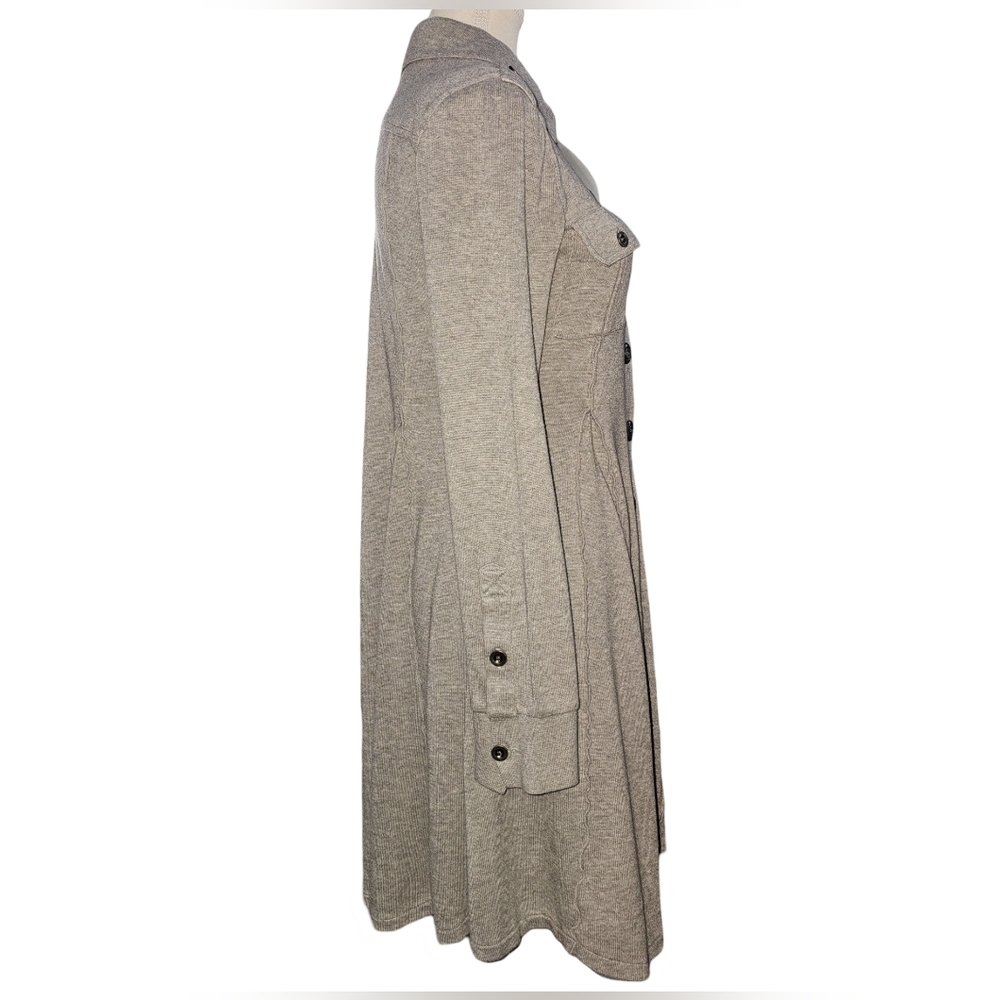 Free People Gray Military Button Front Fit & Flare Sweater Dress Jacket Sz S - Picture 3 of 16
